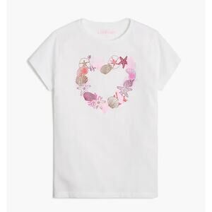 NWT! J.Crew Crewcuts Girls Seashell Heart Graphic White T-shirt M (8-9)